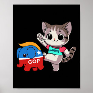 Affiche Cat Vs Gop Elephant - Kamala Harris - Anti Trump