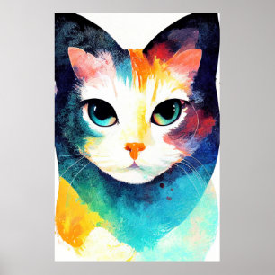 Affiche Cat Wild Nature Animal Couleur Art Peinture