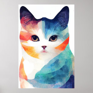 Affiche Cat Wild Nature Animal Couleur Art Peinture