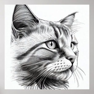 Affiche Cat Wild Nature Animal Illustration Art Dessin