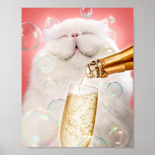 Affiche Cat With Champagne (Devant)