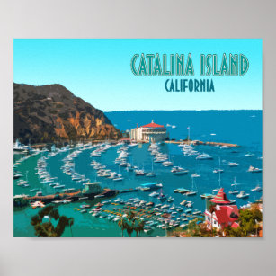 Affiche Catalina Island Père Noël Catalina Californie Vint