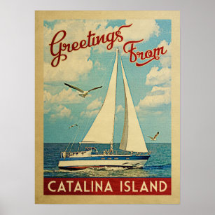 Affiche Catalina Island Voilier Vintage voyage Californie
