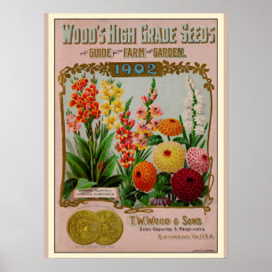 Affiche Catalogue vintage de semences de fleurs de jardina