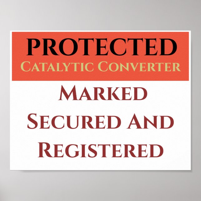 Affiche Catalytic Converter Protected, modifier texte Post (Devant)