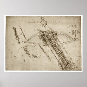 Affiche Catapulte, Leonardo da Vinci, 1490