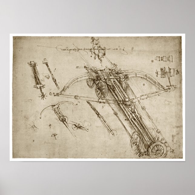 Affiche Catapulte, Leonardo da Vinci, 1490 (Devant)