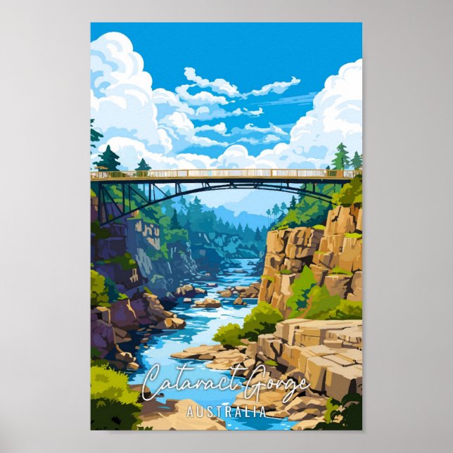 Affiche Cataract Gorge Australie voyage vintage Art (Devant)