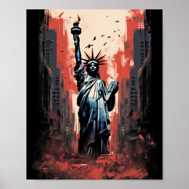 Affiche Catastrophe autour de la statue de la Liberté (Devant)