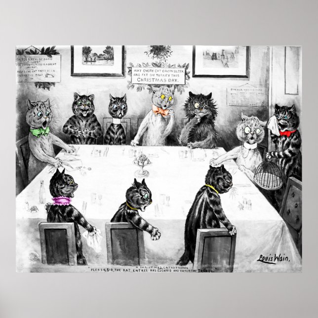 Affiche Catastrophe de Noël des chats par Louis Wain (Devant)