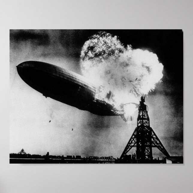 Affiche Catastrophe du Hindenburg - Explosion de Zeppelin (Devant)