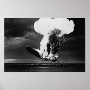 Affiche Catastrophe du Hindenburg - Zeppelin Explosion Pho