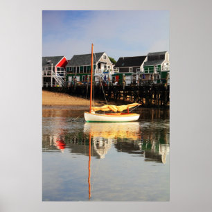 Affiche Catboat et front de mer, Provincetown MA, Cape Cod
