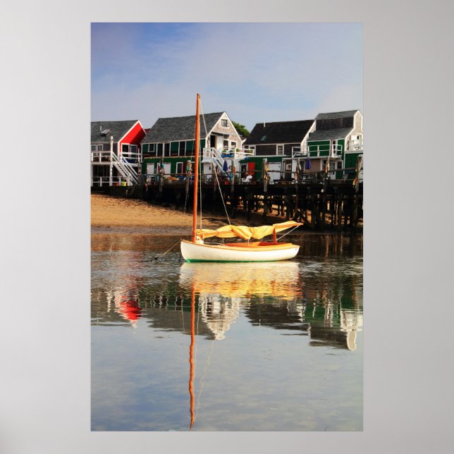 Affiche Catboat et front de mer, Provincetown MA, Cape Cod (Devant)