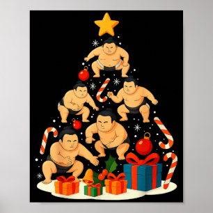 Affiche Catch de Sumo Lutteur de Sumo Japonais Noël Tr