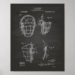 Affiche Catcher's Mask 1913 Patent Art Chalkboard