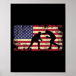 Affiche Catcheur Lutte Drapeau Américain Cadeau 4 Juillet