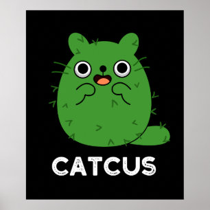 Affiche Catcus Funny Chat Cactus Pun Dark BG