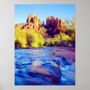 Affiche Cathedral Rock reflétant dans Oak Creek, Arizona