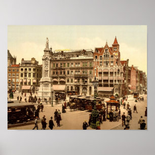 Affiche Cathédrale, Amsterdam, Hollande, Vintage