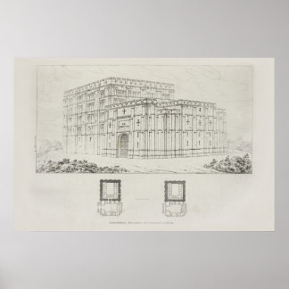 Affiche Cathédrale de dessin architectural vintage
