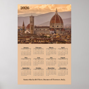 Affiche Cathédrale de Florence, Florence Italie 2026 Calen