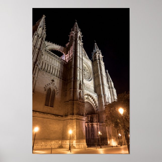 Affiche Cathédrale de Palma de Majorque la nuit - Espagne (Devant)