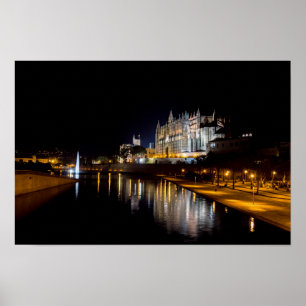 Affiche Cathédrale de Palma de Majorque la nuit - Espagne