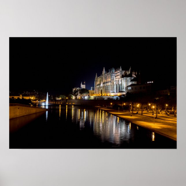 Affiche Cathédrale de Palma de Majorque la nuit - Espagne (Devant)