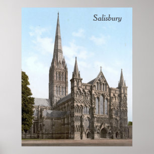 Affiche Cathédrale de Salisbury en Angleterre (vers 1900)