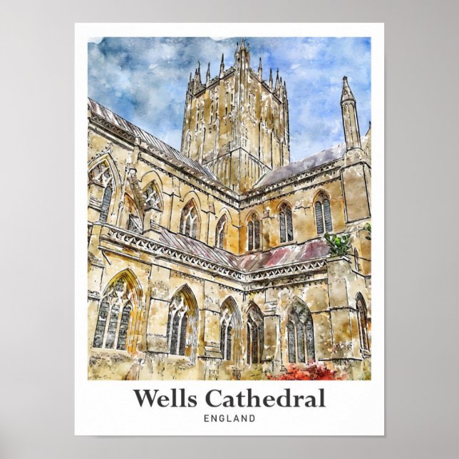 Affiche Cathédrale de Wells Somerset Angleterre Travel (Devant)
