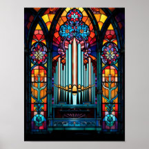 Cathédrale d'orgue à tuyaux colorée Art de verre t