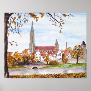 Affiche Cathédrale d'Ulm en Allemagne par Farida Greenfiel