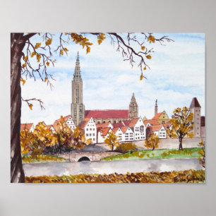 Affiche Cathédrale d'Ulm en Allemagne Peinture Acrylique C