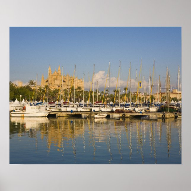 Affiche Cathédrale et marina, Palma, Mallorca, Espagne (Devant)