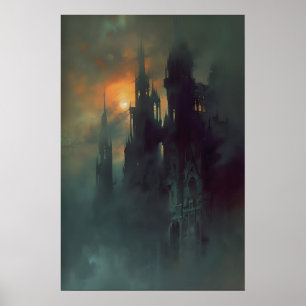 Affiche Cathédrale gothique de la Dark Academia imprimable