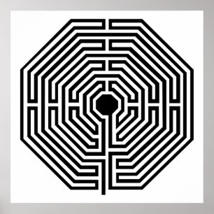 Affiche Cathédrale Labyrinthe Maze d'Amiens Noir et blanc