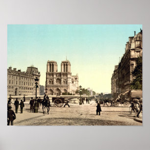 Affiche Cathédrale Notre-Dame, Paris, France, Vintage