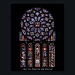 Affiche Cathédrale Notre-Dame Rose Nord<br><div class="desc">Au centre de la fenêtre se trouve la Vierge Marie. Elle tient le bébé Jésus. Cette fenêtre a été faite c. 1235. Beau vitrail unique fait par des artisans.</div>