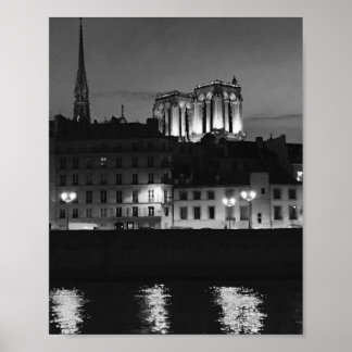 Affiche Cathédrale Notre-Dame sur l'affiche de la Seine