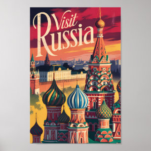 Affiche Cathédrale Saint-Basile de Russie Illustration Voy