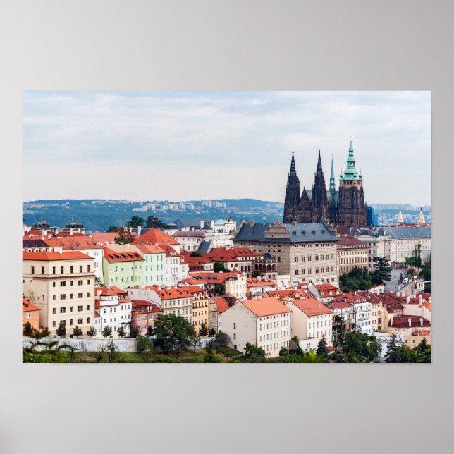 Affiche Cathédrale Saint-Guy et paysage urbain de Prague - (Devant)