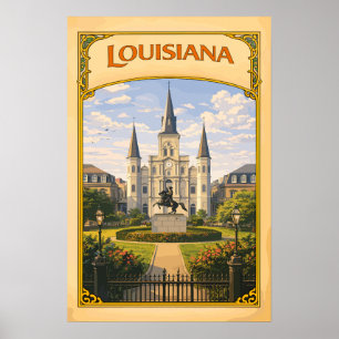 Affiche Cathédrale St. Louis de Louisiane Vintage