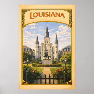 Affiche Cathédrale St. Louis de Louisiane Vintage