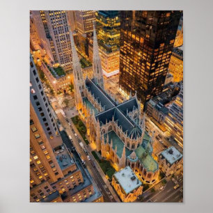 Affiche Cathédrale St. Patrick New York Vue aérienne