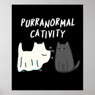 Affiche Cativité puranormale Halloween Chat Pun Dark BG