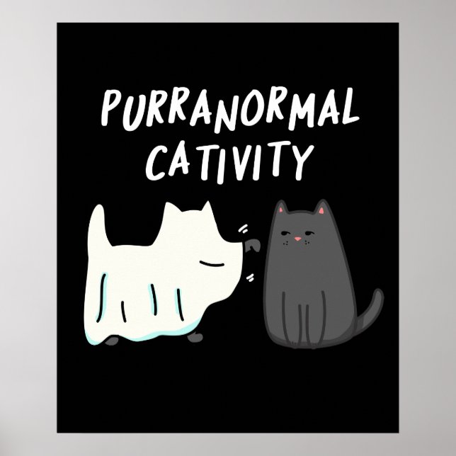 Affiche Cativité puranormale Halloween Chat Pun Dark BG (Devant)