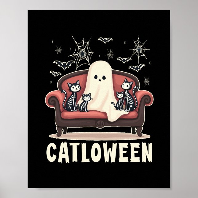 Affiche Catloween Ghost Halloween (Devant)