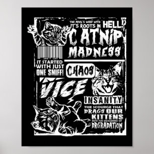 Affiche Catnip Madness Drôle Dons de chat pour Amoureux de