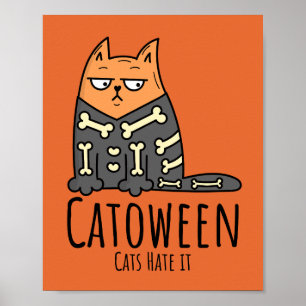 Affiche Catoween Chats La Détestent - Amusant Animal Hallo